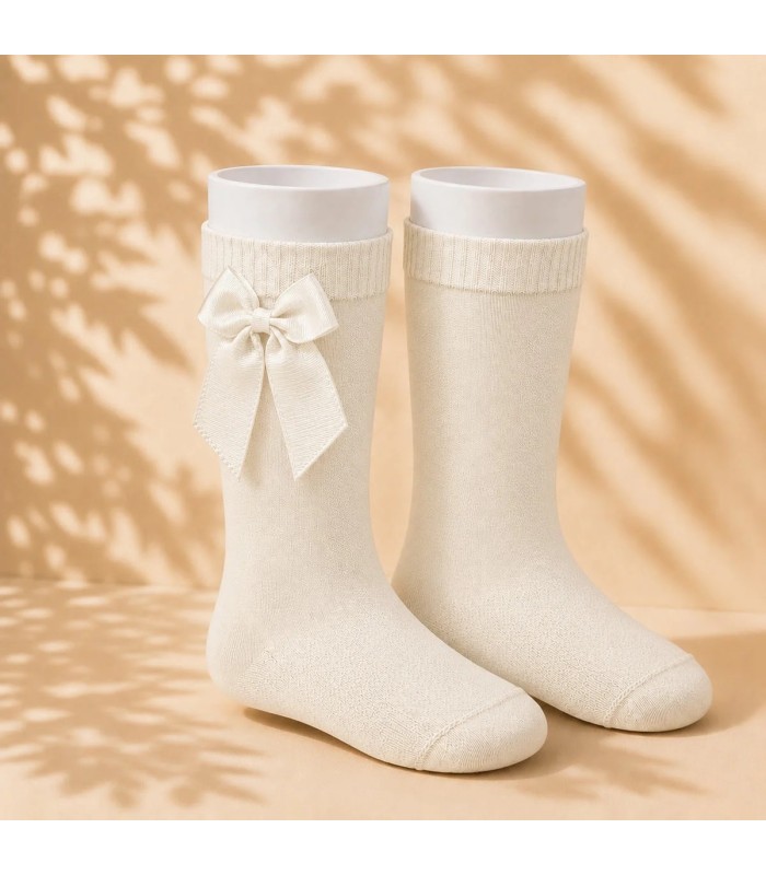 Calcetín Lazo Grosgrain Cóndor Lino 304 para bebé y niña