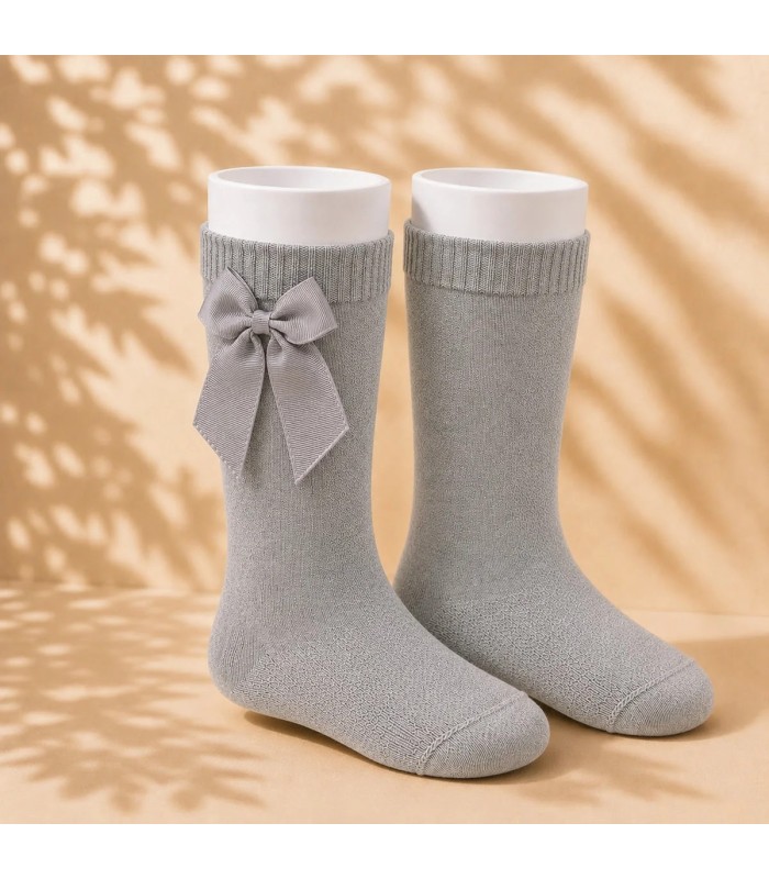 Calcetín Lazo Grosgrain Cóndor Gris Claro 230 para bebé y niña