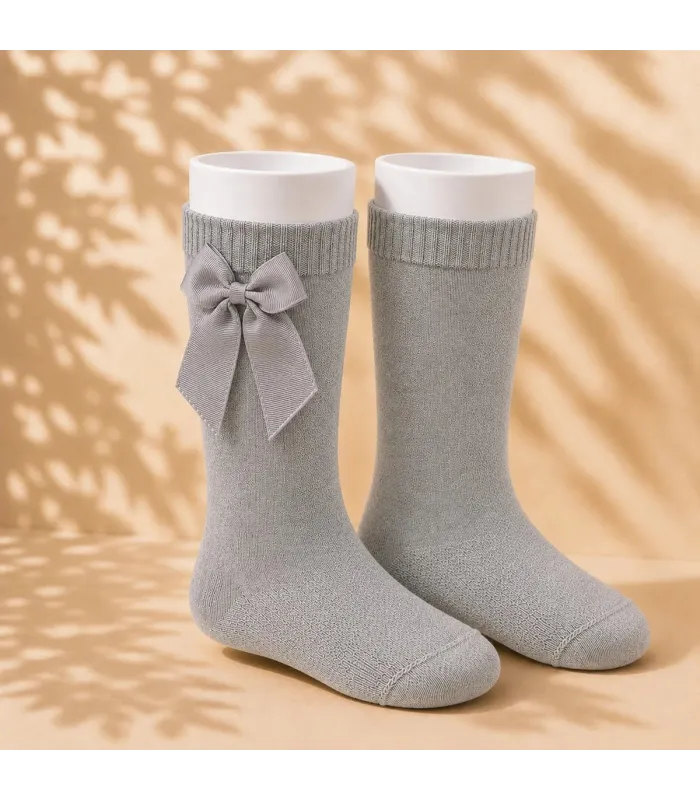 Calcetín Lazo Grosgrain Cóndor Gris Claro 230 para bebé y niña