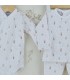 Conjunto nacimiento banda marfil de algodón con estampado floral, pelele y gorrito