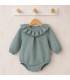 Pelele Estena bebé verde mint de 100% algodón con textura ligera y amplio cuello de volante Calamaro