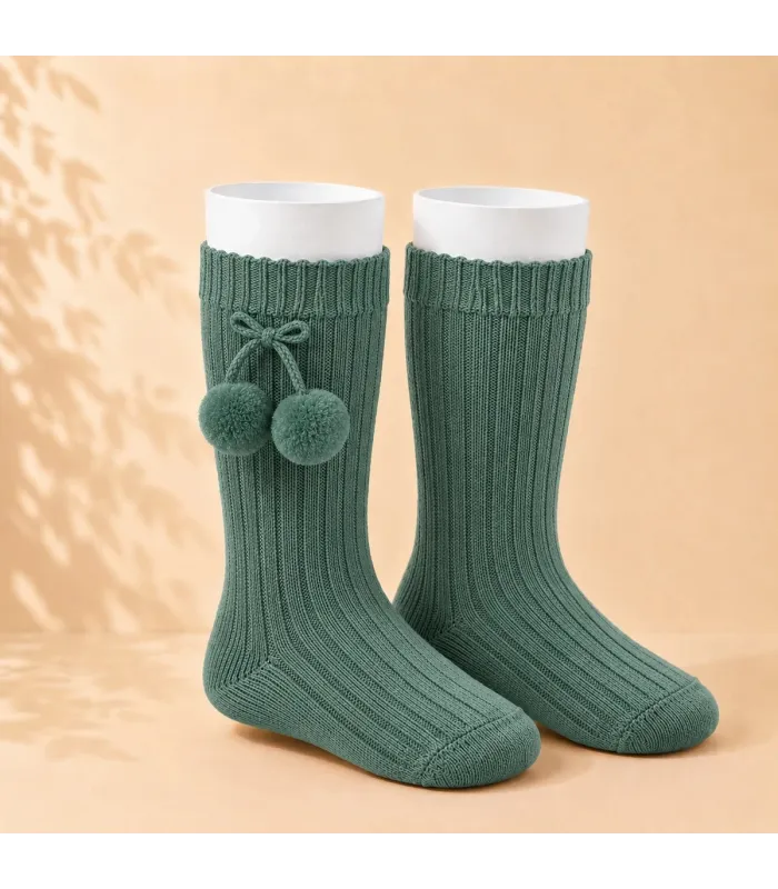 Calcetín Canalé Borlas Cóndor Liquen 761 para bebé y niño