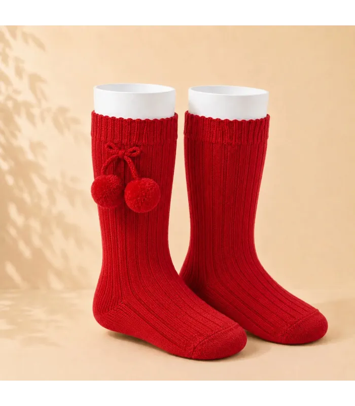 Calcetín Canalé Borlas Cóndor Rojo 550 para bebé y niño