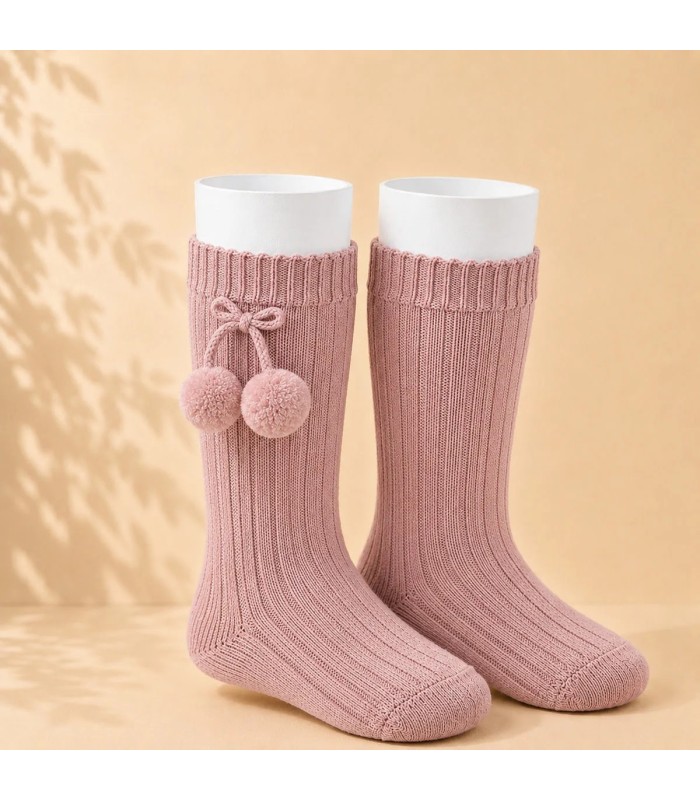 Calcetín Canalé Borlas Cóndor Rosa Palo 526 para bebé y niño