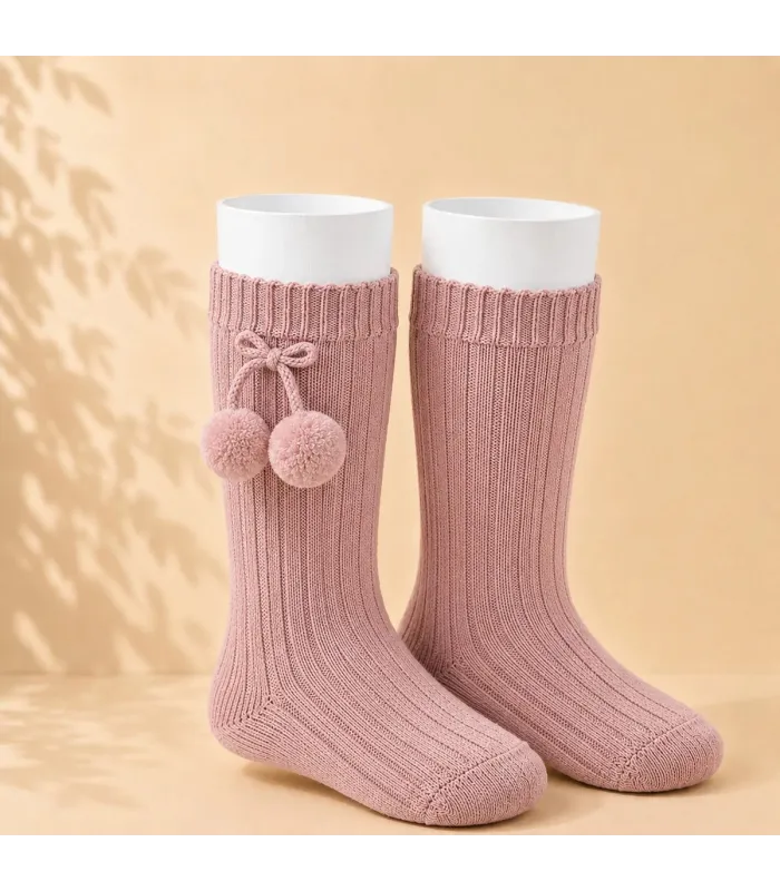 Calcetín Canalé Borlas Cóndor Rosa Palo 526 para bebé y niño