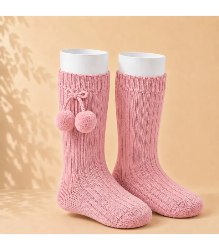 Calcetín Canalé Borlas Cóndor Rosa 500 para bebé y niño