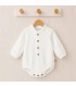 Pelele Estena Natural de algodón 100% para bebé con cuello camisero y botones efecto madera