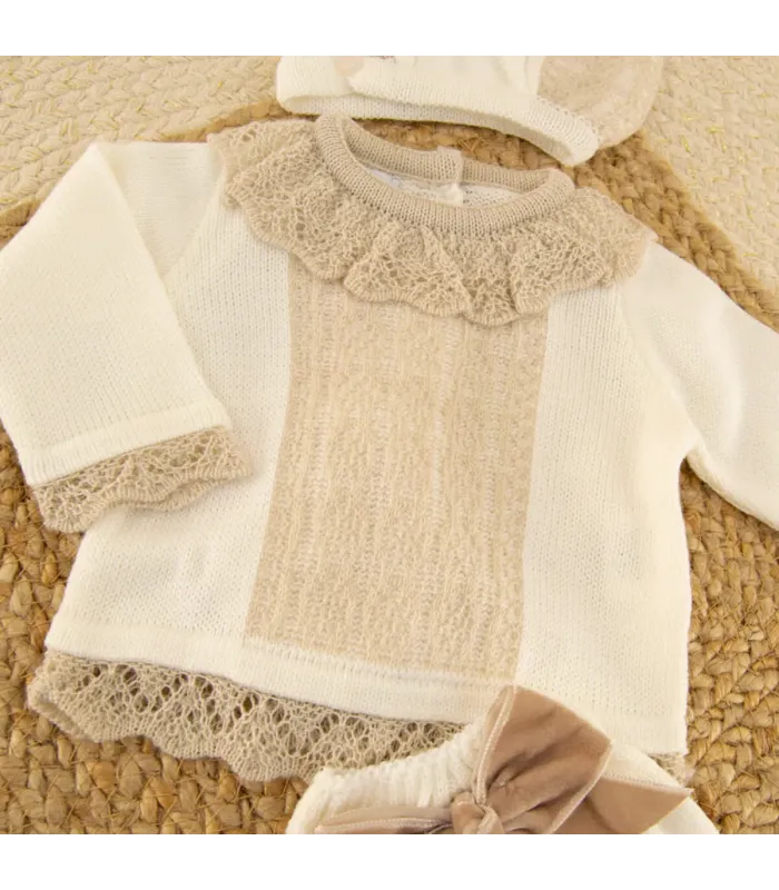 detalle Conjunto Cubrepañal Abelia Crudo