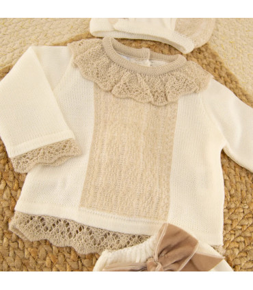 Conjunto Cubrepañal Abelia Crudo