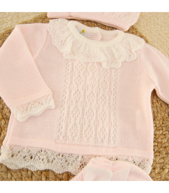 Conjunto Cubrepañal Abelia Rosa