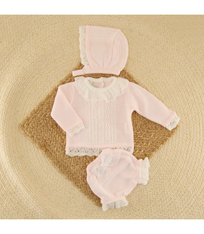 Conjunto Cubrepañal Abelia Rosa