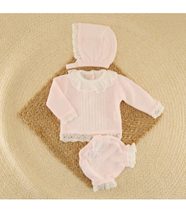 Conjunto Cubrepañal Abelia Rosa