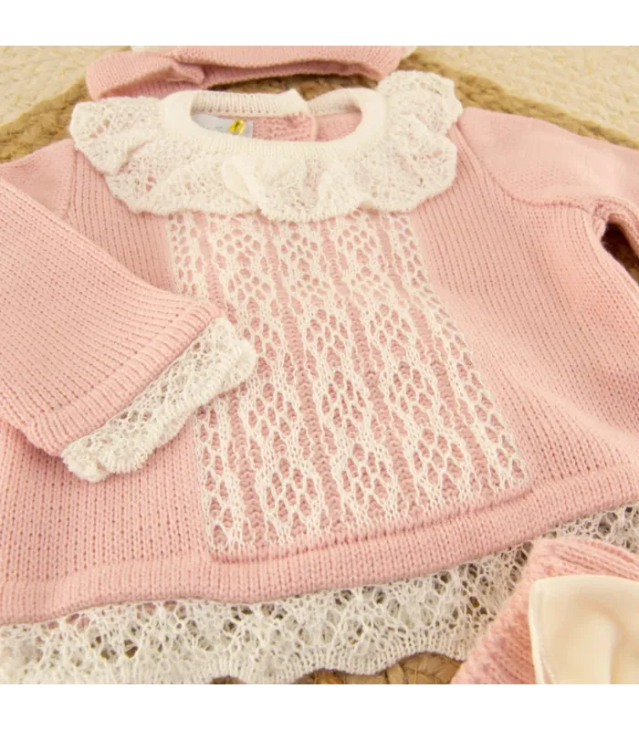 Conjunto Cubrepañal Abelia Rosa Palo