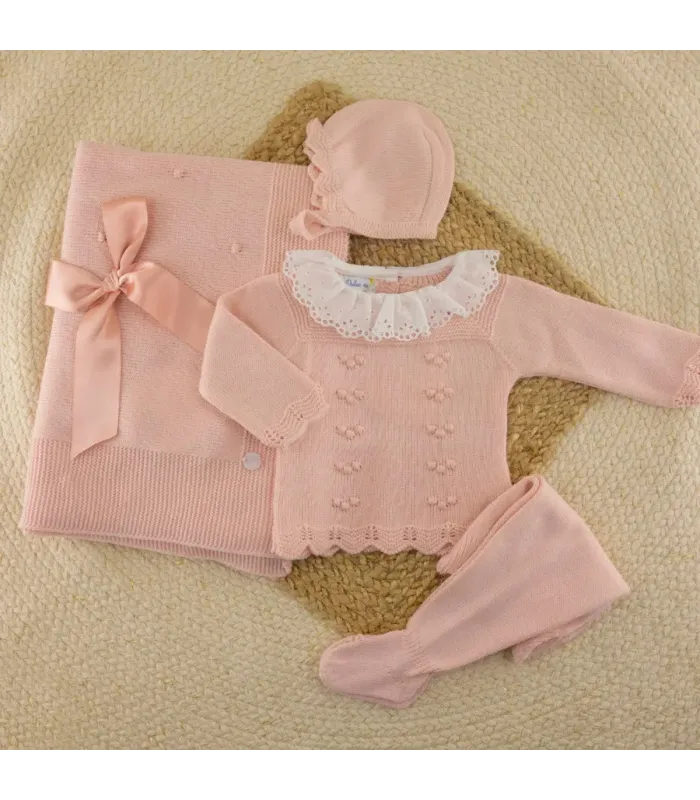 Conjunto bebé Aramis maquillaje con jersey, polaina y capota Dulce de Fresa