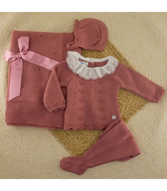 Conjunto bebé Aramis cereza con jersey, polaina y capota Dulce de Fresa