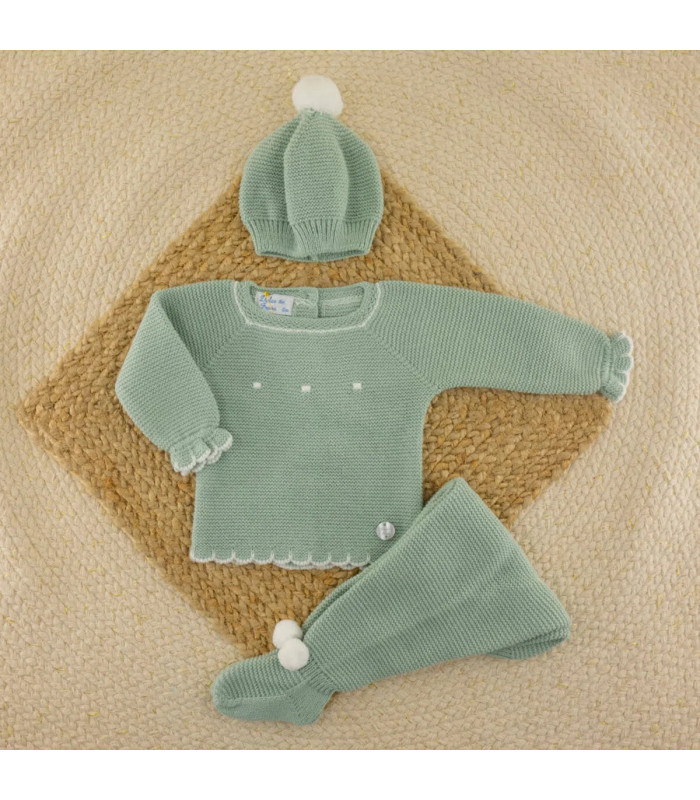 Conjunto Lana Bodoques Verde empolvado