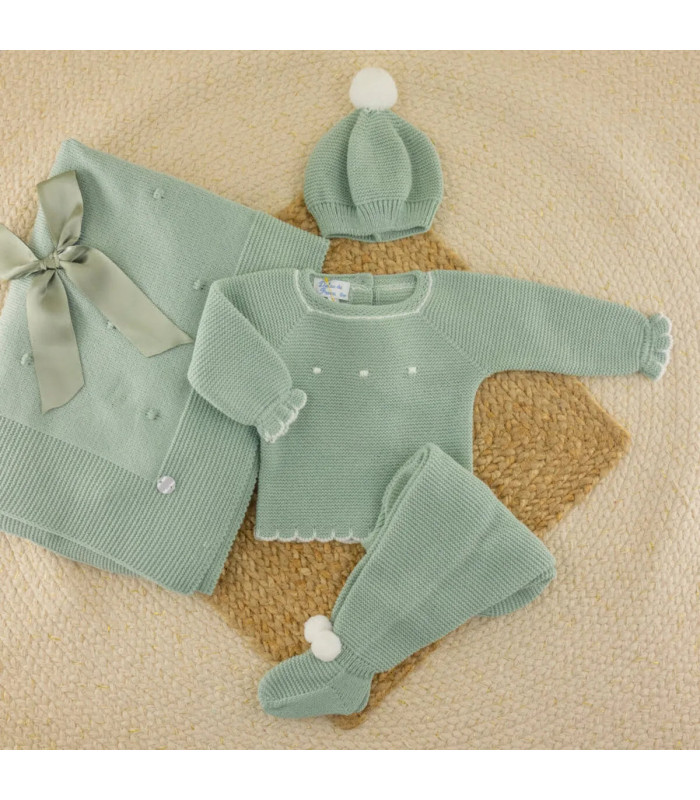 Conjunto Lana Bodoques Verde empolvado