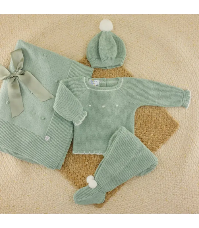 Conjunto Lana Bodoques Verde Empolvado | Dulce de Fresa