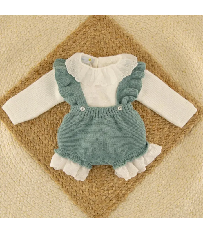 Conjunto Tirantes Melisa Verde Azulado Dulce de Fresa para bebé