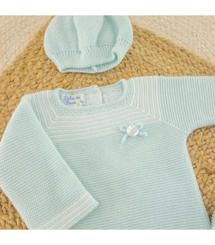 Conjunto Lana Verde Agua para Bebé | Dulce de Fresa