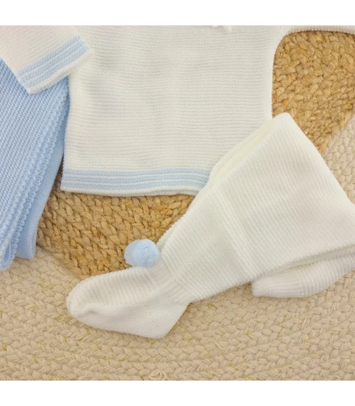 Conjunto Lana Blanco Celeste para Bebé | Dulce de Fresa