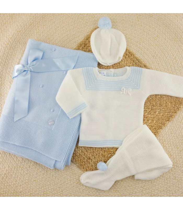 Conjunto Lana Blanco Celeste