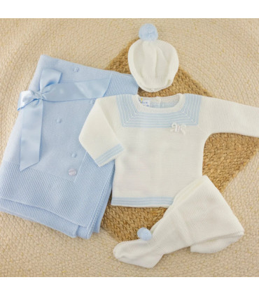 Conjunto Lana Blanco Celeste