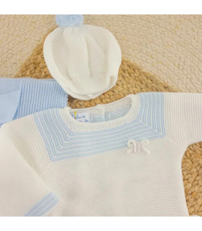 Conjunto Lana Blanco Celeste para Bebé | Dulce de Fresa
