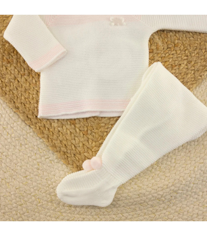 Conjunto Lana Blanco Rosa