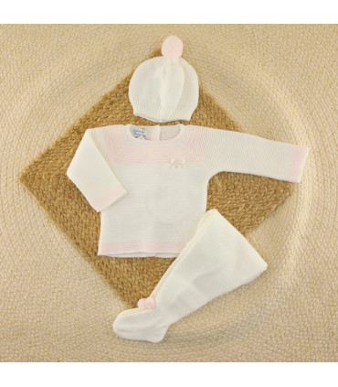 Conjunto Lana Blanco Rosa