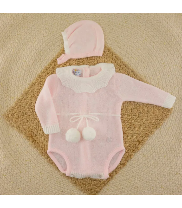 Bombacho de lana Luna rosa con capota Dulce de Fresa