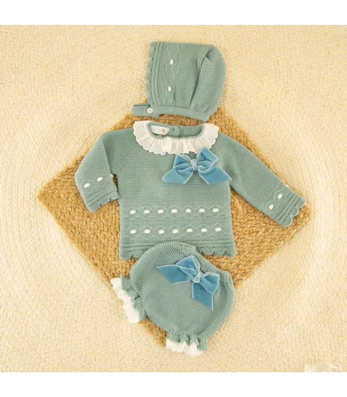 Conjunto Lana Mimosa Verde Azulado Dulce de Fresa
