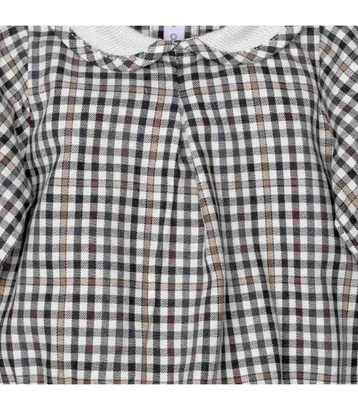 Detalles del Pelele bebé chocolate cuadros algodón cuello bebé crudo manga larga invierno