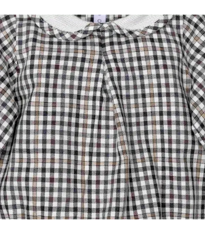 Detalles del Pelele bebé chocolate cuadros algodón cuello bebé crudo manga larga invierno