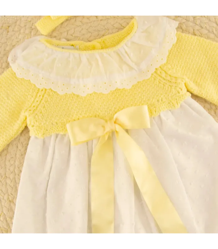 Faldón Amarillo Plumeti y Lazo Minerva para Bebé
