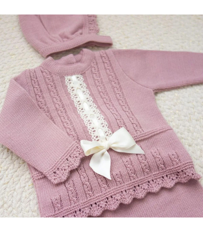 ▶️  Conjunto Polaina Pasacintas  Rosa Viejo