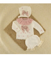 Conjunto Lana Camelia Crudo Rosa Palo