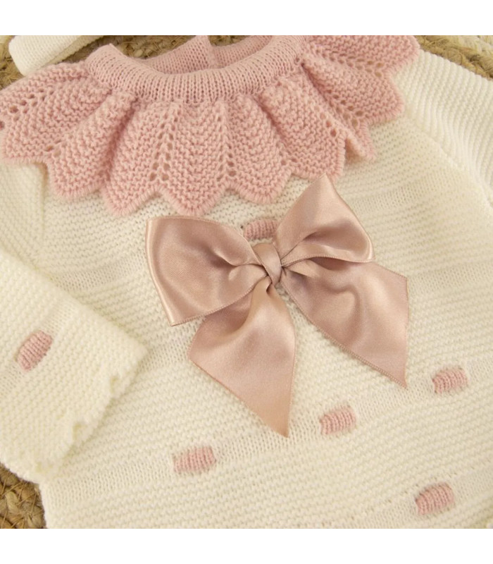 ▶️  Conjunto Lana Camelia Crudo Rosa Palo