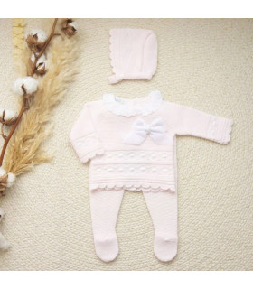 Conjunto de lana Mimosa rosa con polaina Dulce de Fresa