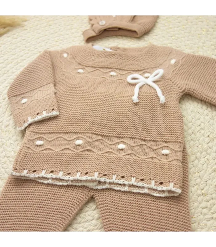 Conjunto Lana Junquillo Rosa Empolvado | Dulce de Fresa