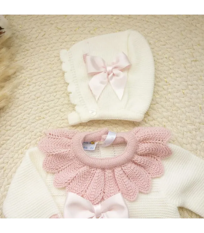 Conjunto Lana Rosa Crudo Lazo de Amor | Dulce de Fresa