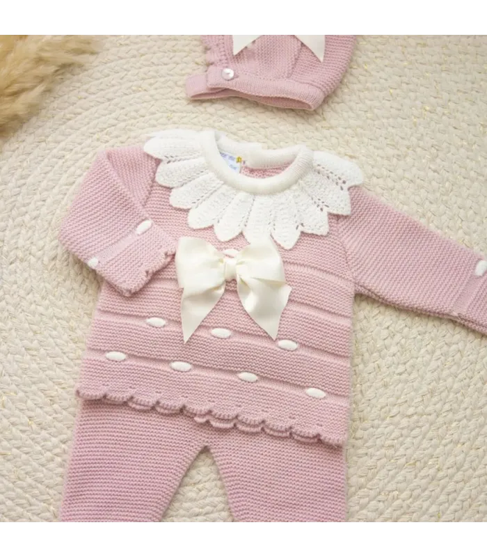 Conjunto Lana Polaina Rosa Palo | Dulce de Fresa
