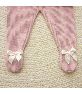 Conjunto lana Polaina Lazo de Amor Rosa Palo