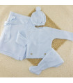 Conjunto lana Punto de Arroz Celeste