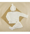 Conjunto Lana Punto de Arroz Blanco