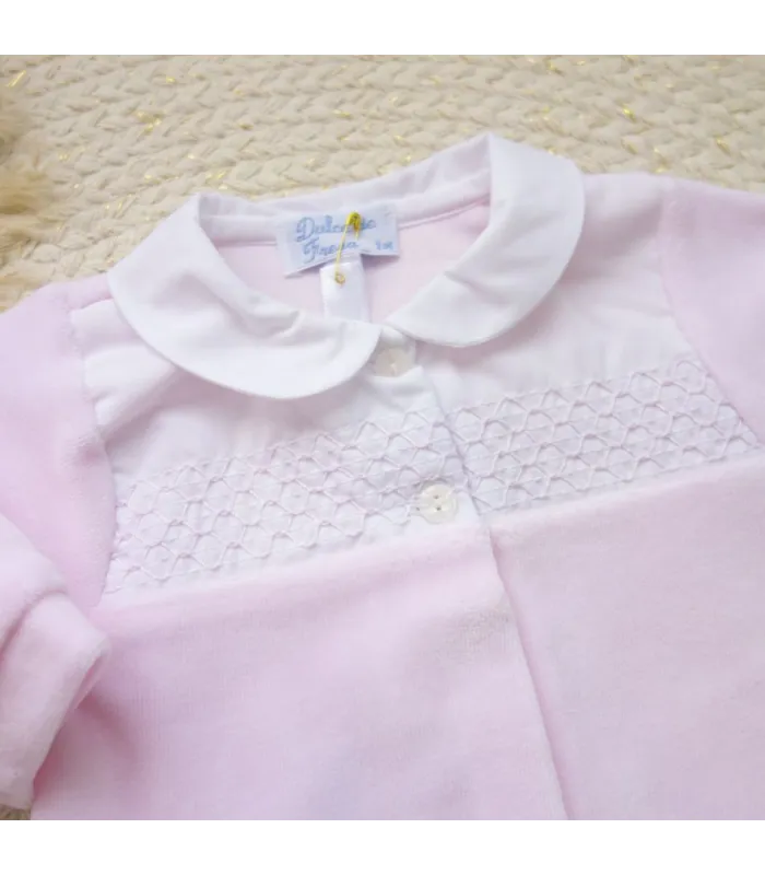 Pijama Terciopelo Rosa Nido Panal para Bebé | Gateos