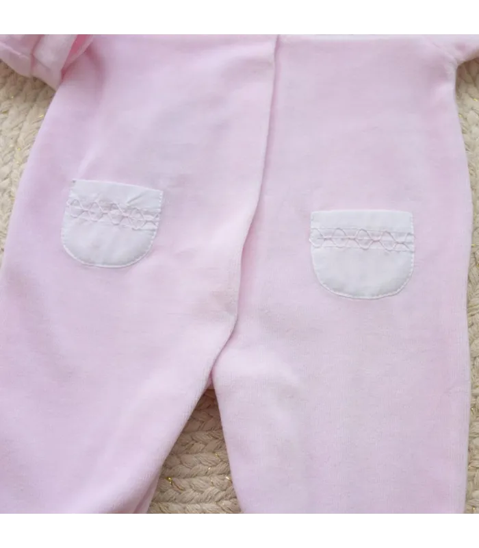 Pijama Terciopelo Rosa Nido Panal para Bebé | Gateos