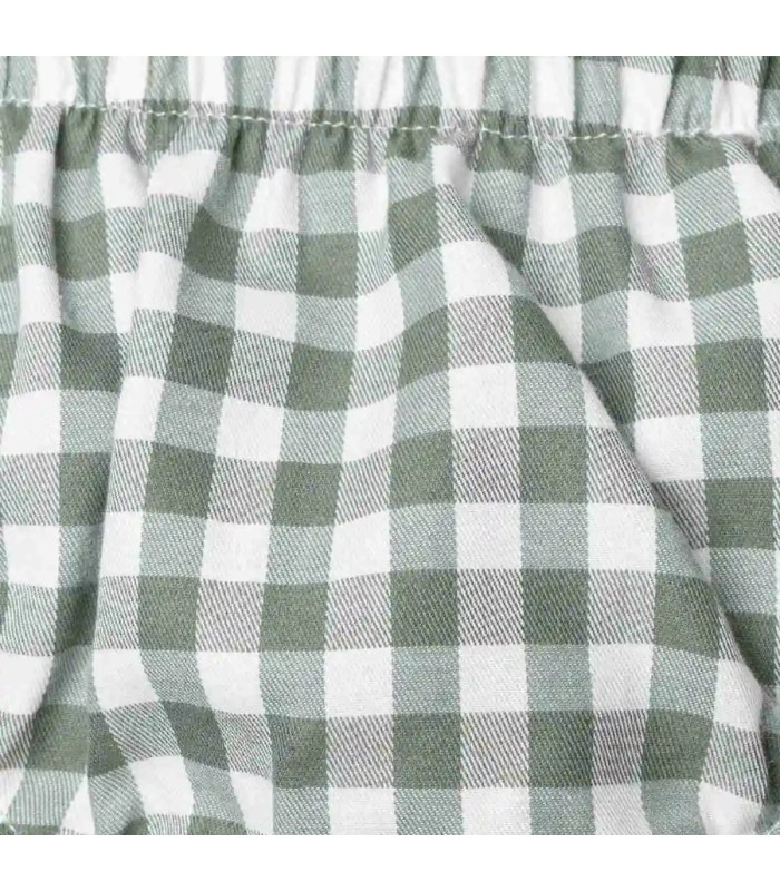 Diseño del pololo bebé verde vichy algodón cintura elástica diseño clásico cómodo y ligero