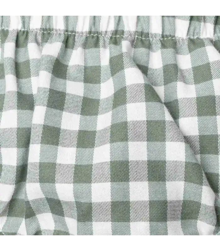 Diseño del pololo bebé verde vichy algodón cintura elástica diseño clásico cómodo y ligero