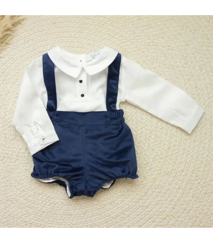 ▶️  Peto Marino Terciopelo Con  Camisa al por mayor DF260041 | Top Baby
